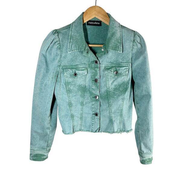 Retrofete Rissa Raw Hem Distressed Casual Jacket Size Small Mojito - Picture 1 of 13